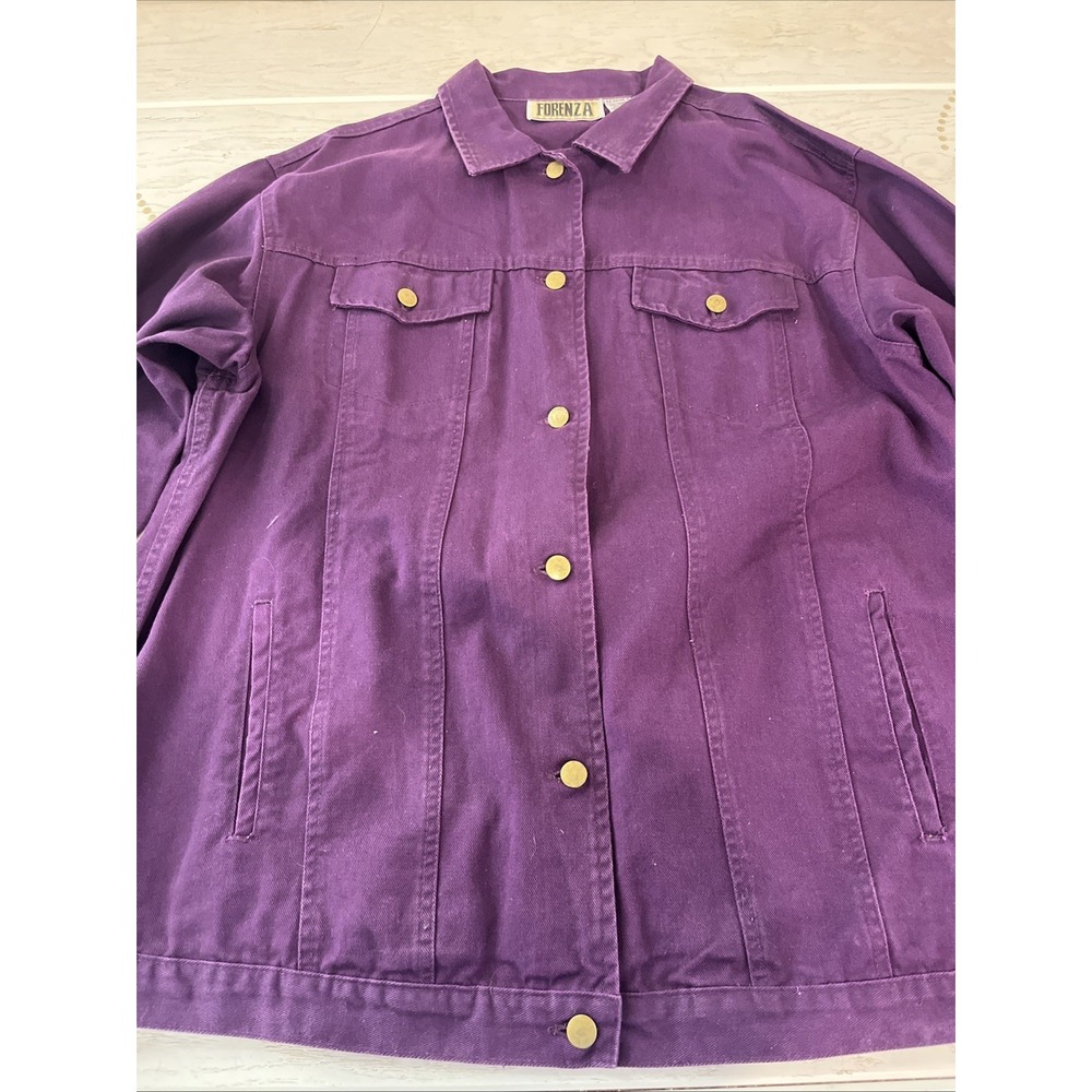 Vintage FORENZA Women's Size XL Purple Long Sleeve Button Up Jean Jacket
